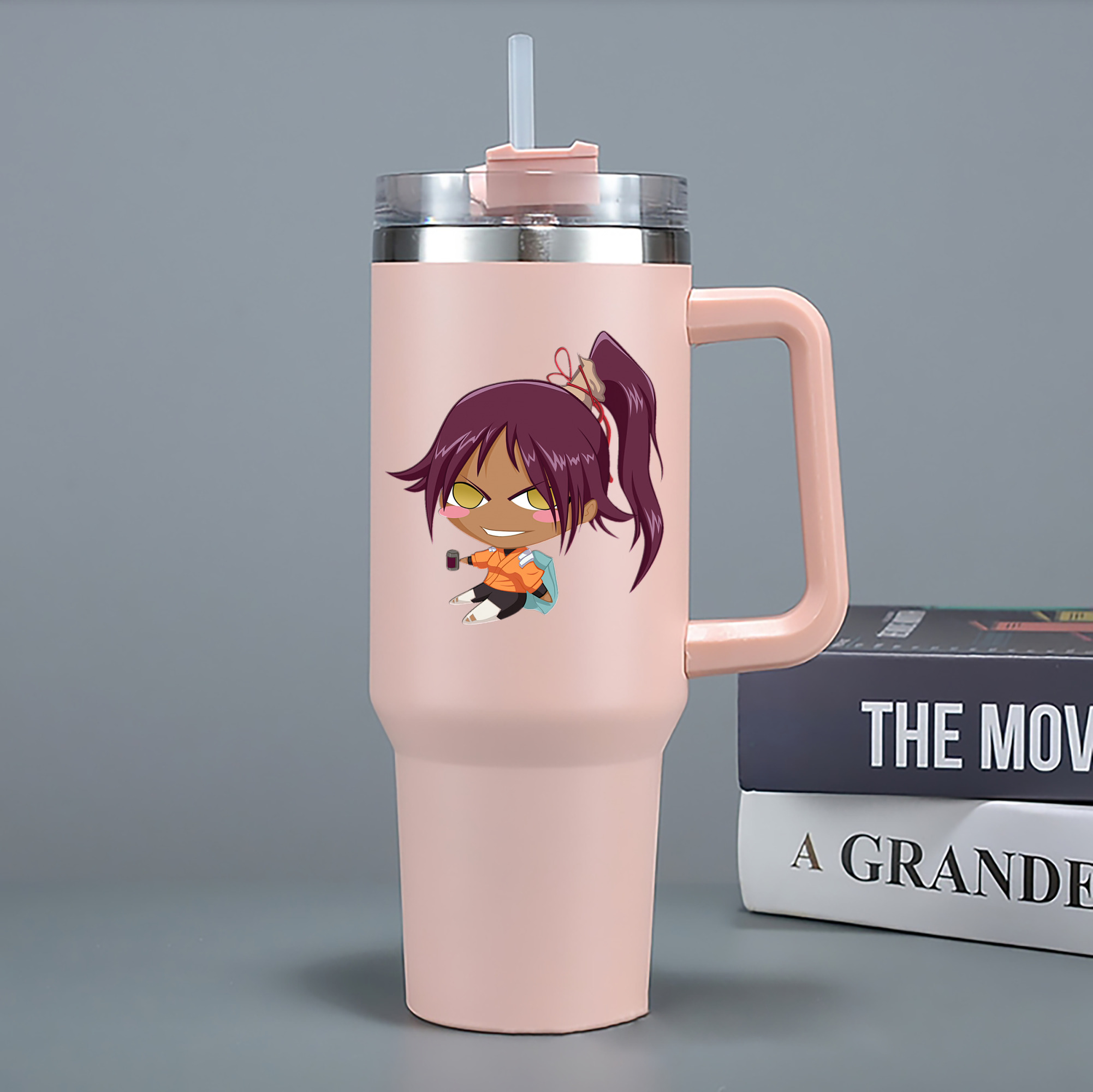 （画像用） ブリーチ 四楓院 夜一（しほういん よるいち） BLEACH Shihouin Yoruichi 1200mL車用タンブラー - クリスタルステッカー（プラスチックストロー付き）